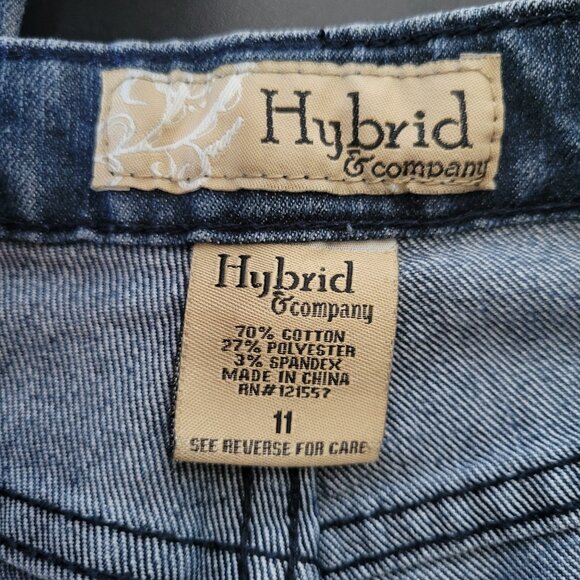Y2K Hybrid & Company Cotton Denim Flare Jeans, Women’s Sz 11, Button Detail EUC - Picture 8 of 12
